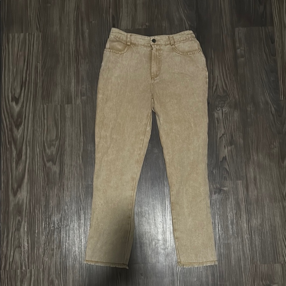 Tan High-Waisted Jeans